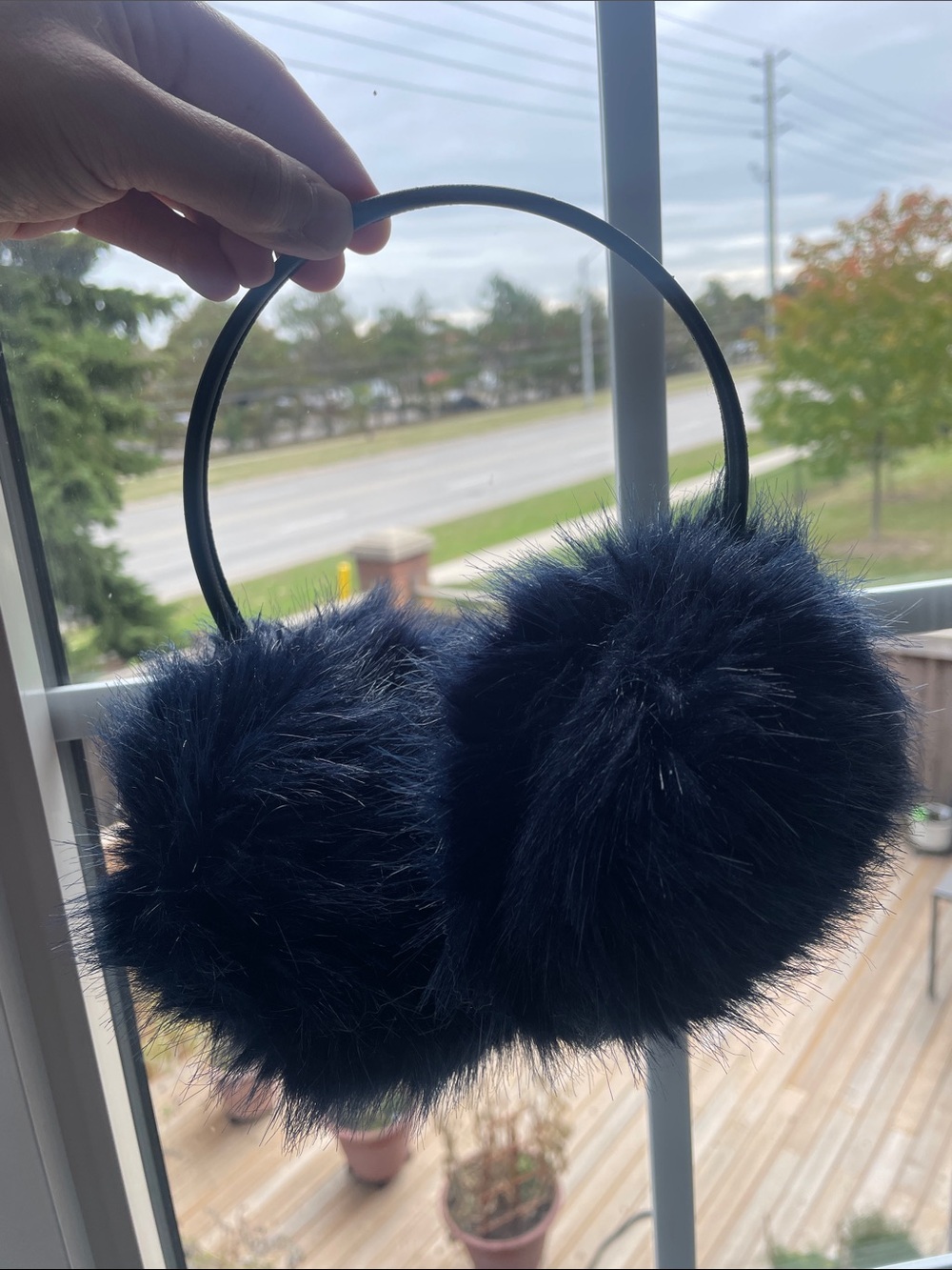 Faux Fur Ear Muffs - Navy Blue Women’s Accessory